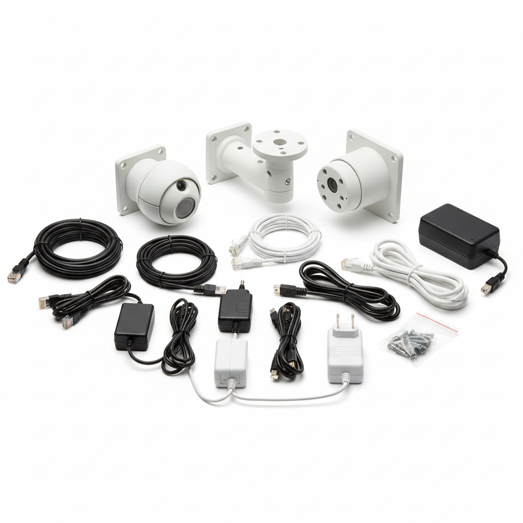 Universal security camera mounting kit with brackets and hardware